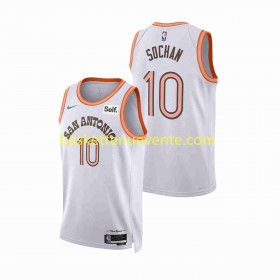 Maillot Basket San Antonio Spurs Jeremy Sochan 10 Nike 2023-2024 City Edition Blanc Swingman - Homme